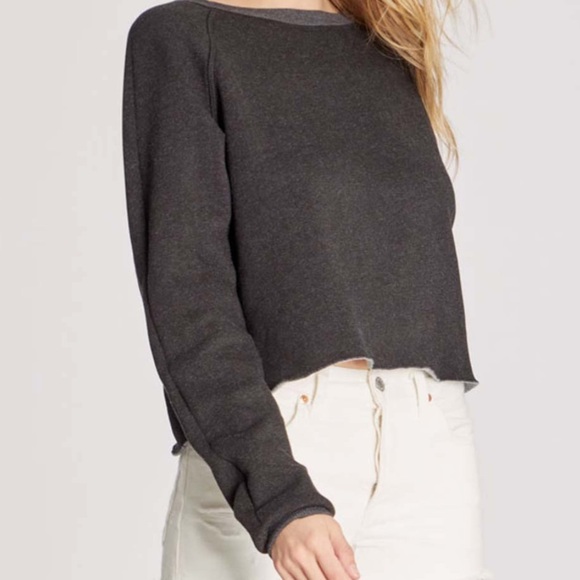NEW IN PACKAGE- WILDFOX Monte Crop Sweatshirt in Clean Black - Picture 3 of 5